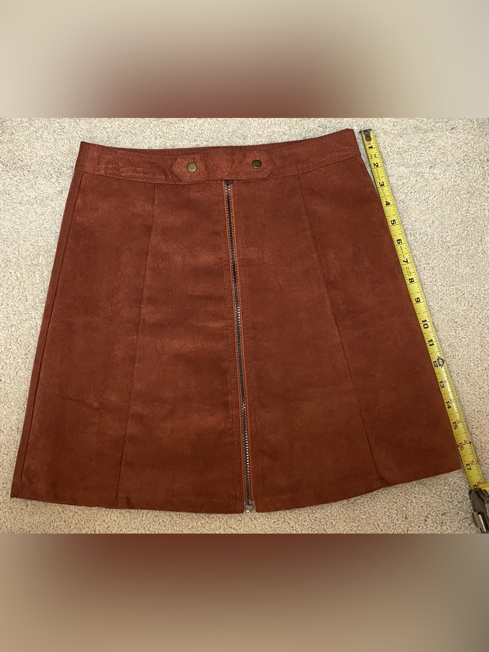 NWOT Bishop + Young Rust Colored Vegan Faux Suede High-Waisted Mini Skirt Size S - Picture 4 of 9
